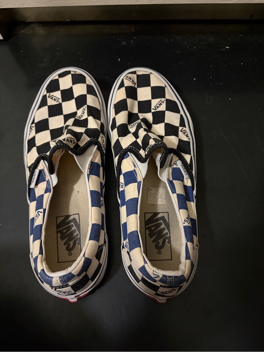 Vans Slip-On Checkerboard Sneakers in Black and White - Picture 5 of 5